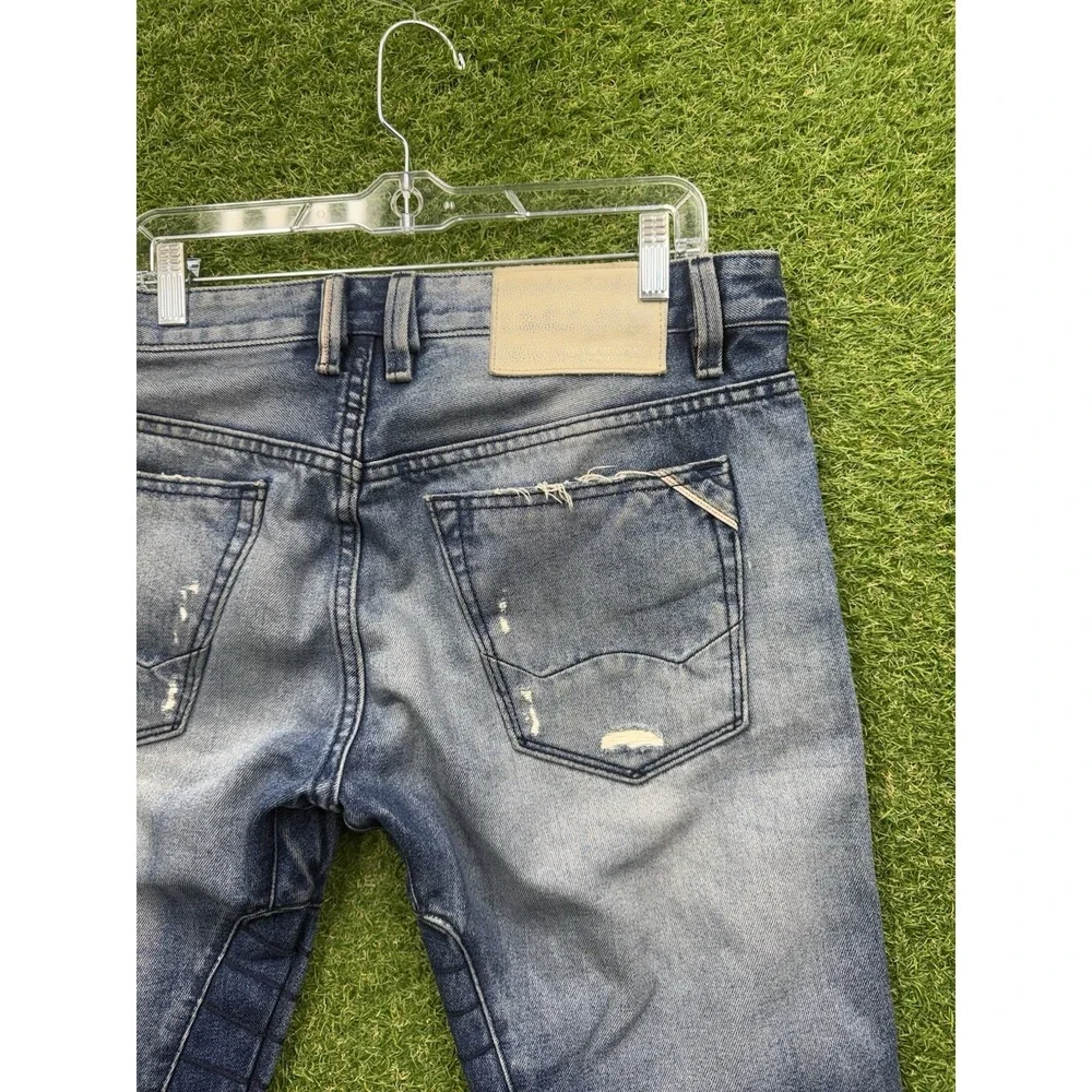 Cult of Individuality Greaser Moto Jeans Mens 34x34 Distressed Denim Rips y2k